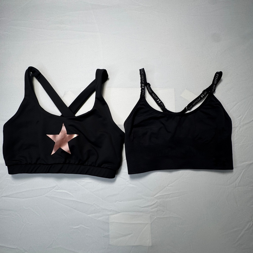 Under Armour x Spiritual Gangster Sports Bra 2 PK Black Rose Gold Star Small
